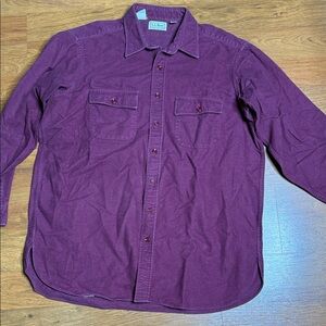 L.L. Bean Men's Plum Casual Button-Down Shirt chamois burgundy made in USA